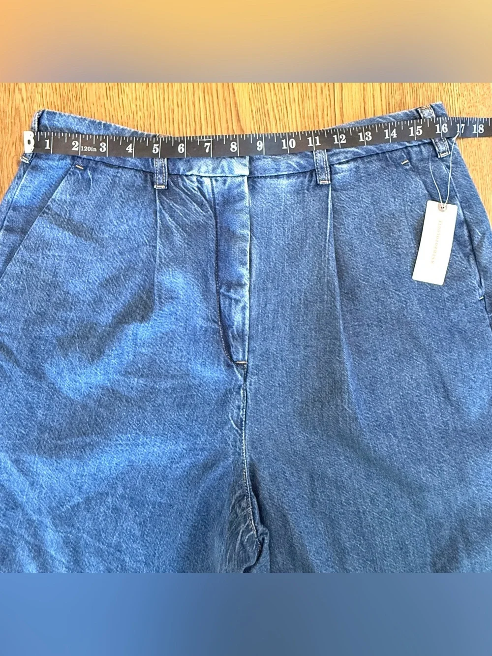 Pilcro Denim Bermuda Shorts Pleated High Rise Wide Leg NWT Size 30